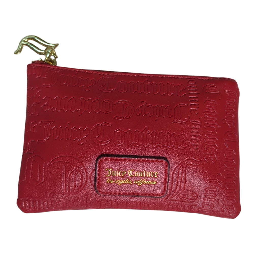 JUICY COUTURE Red Signature Cosmetic Bag/ Small Zip Bag - Picture 2 of 5